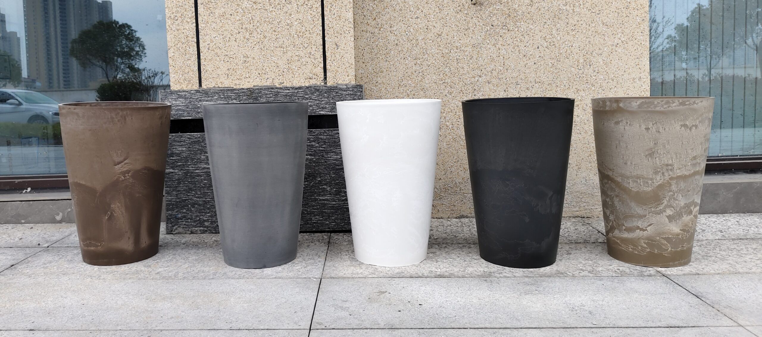 large commercial plastic outdoor planters-TS series- Tapered Slim Planters